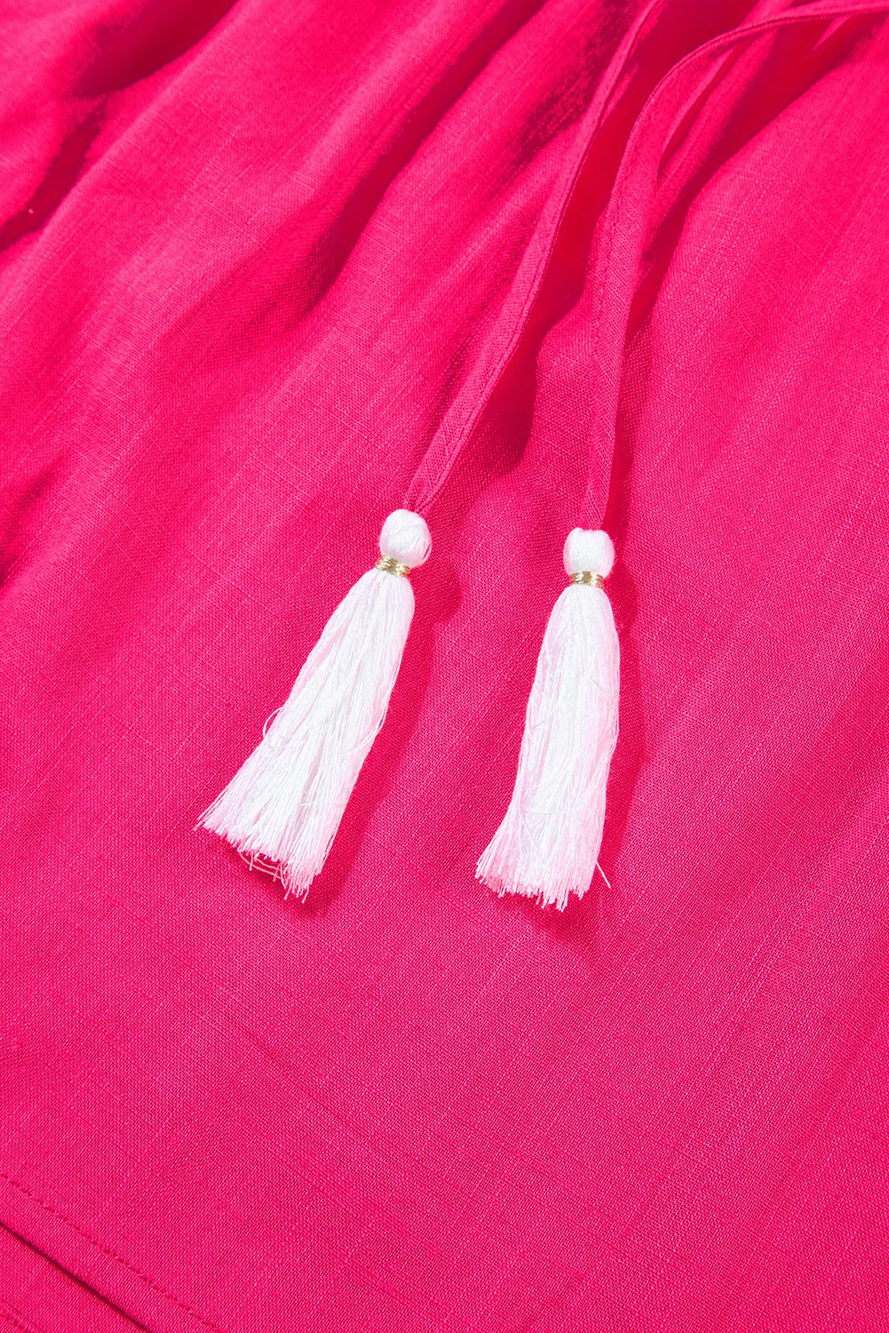 Zayla Embroidered Tassel Tie V Neck Blouse