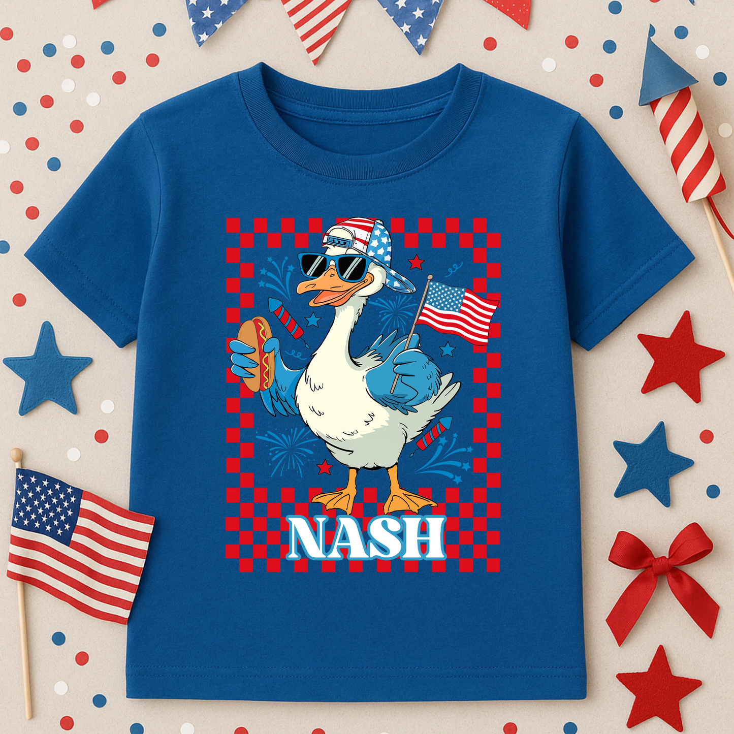 Custom Goose 4th of July Kids Graphic Tee