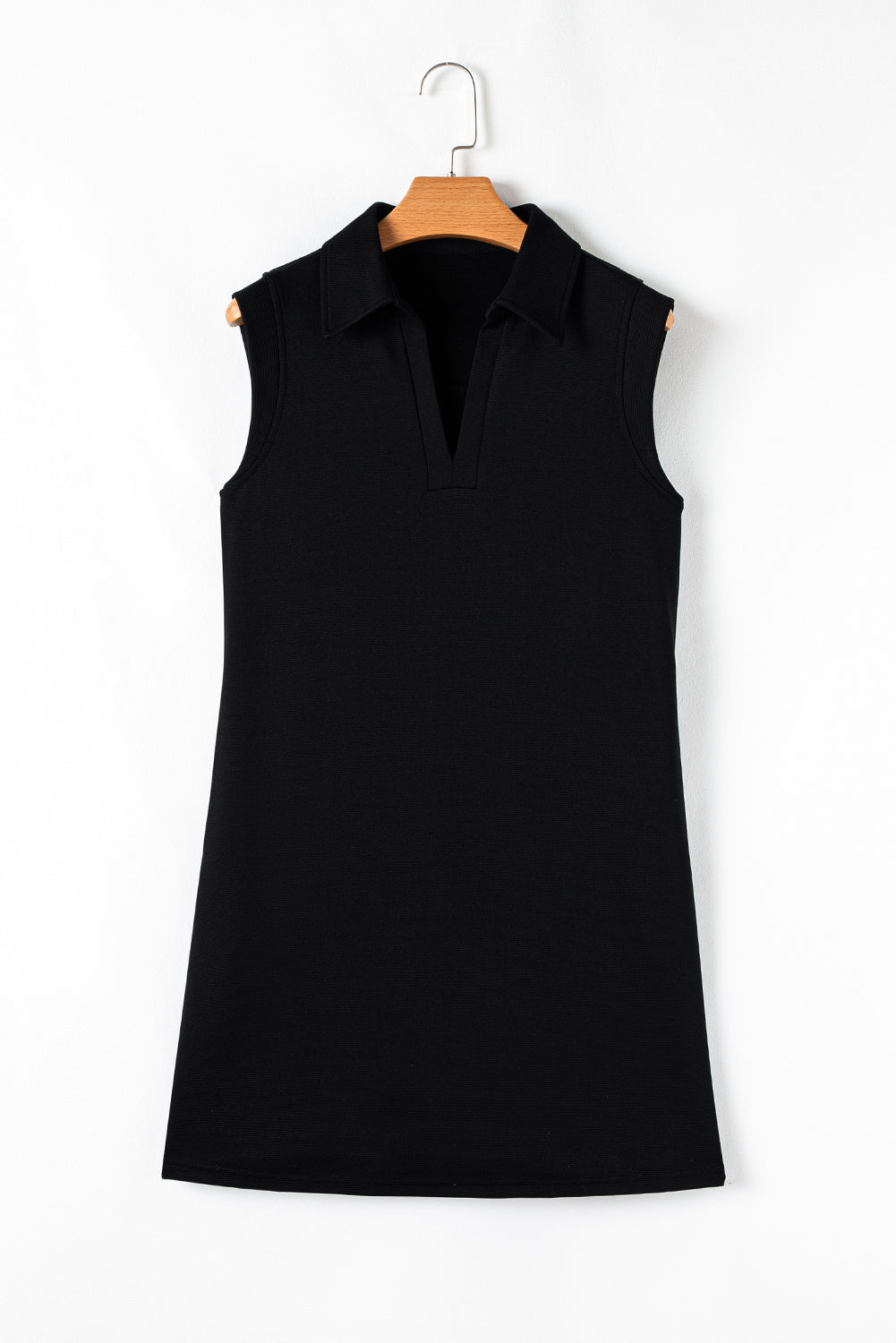 Kyla Collared Slit Neck Sleeveless Mini Dress - Threaded Pear