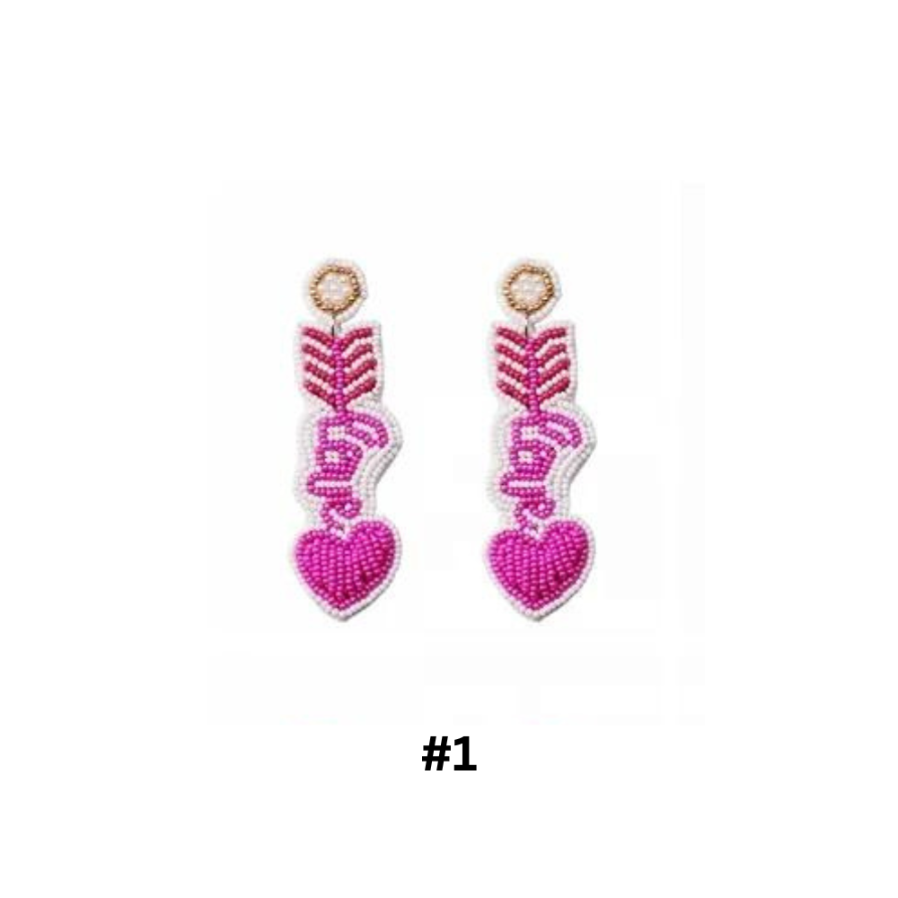 Beaded Valentine's Heart Earrings - The Gold Cactus