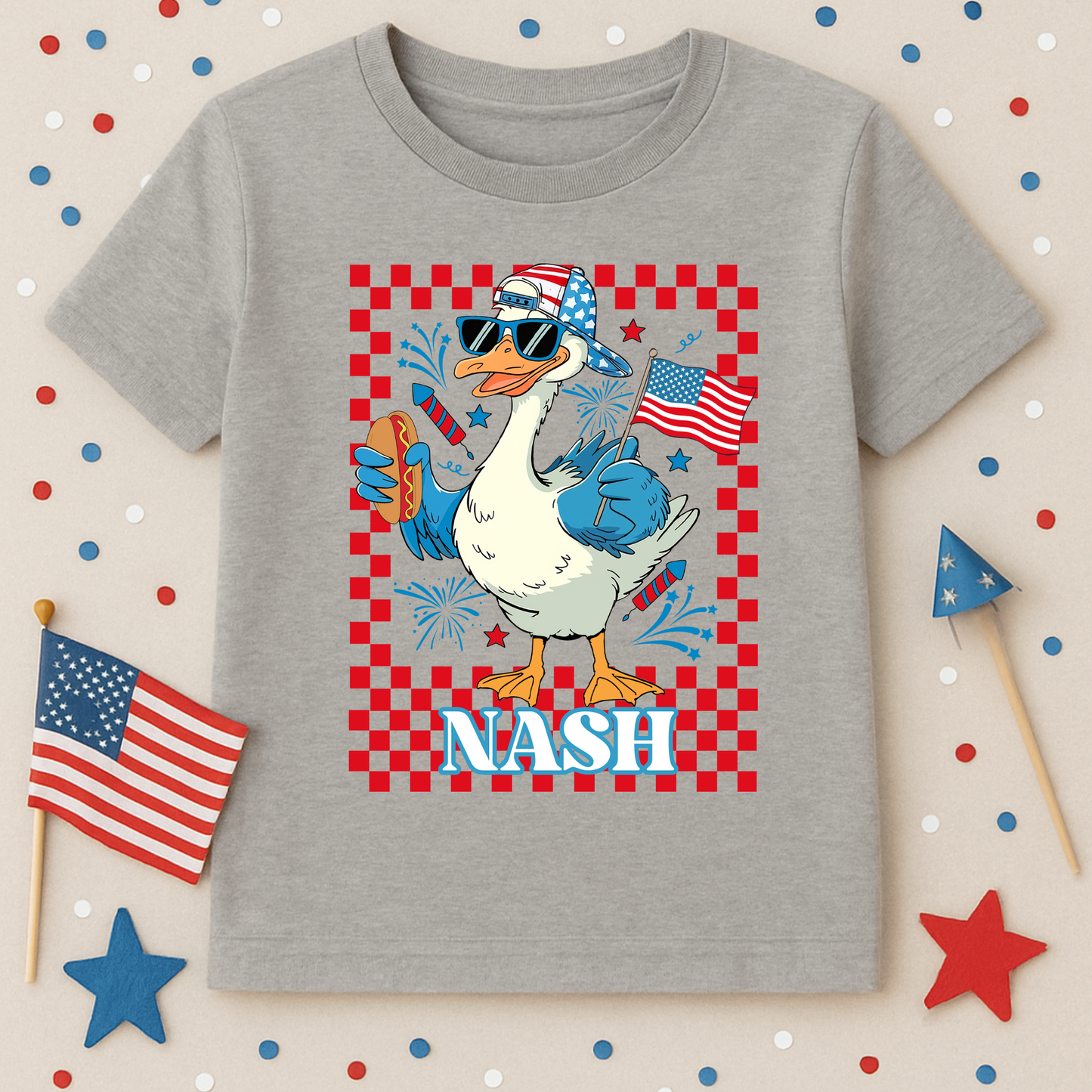 Custom Goose 4th of July Kids Graphic Tee