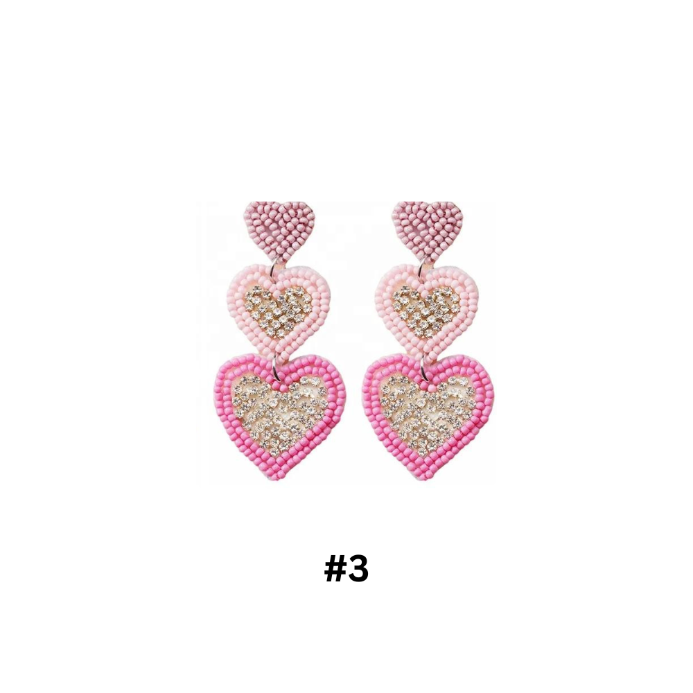 Beaded Valentine's Heart Earrings - The Gold Cactus