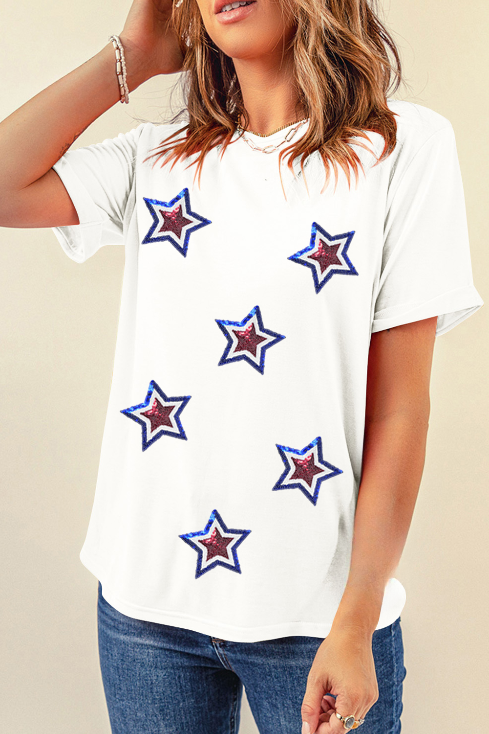 Sequin Star Tee - Threaded Pear