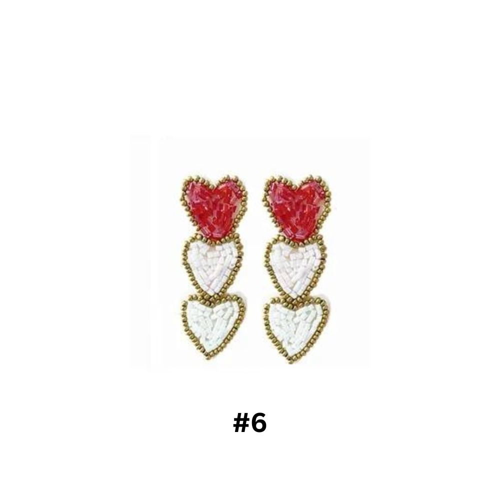 Beaded Valentine's Heart Earrings - The Gold Cactus