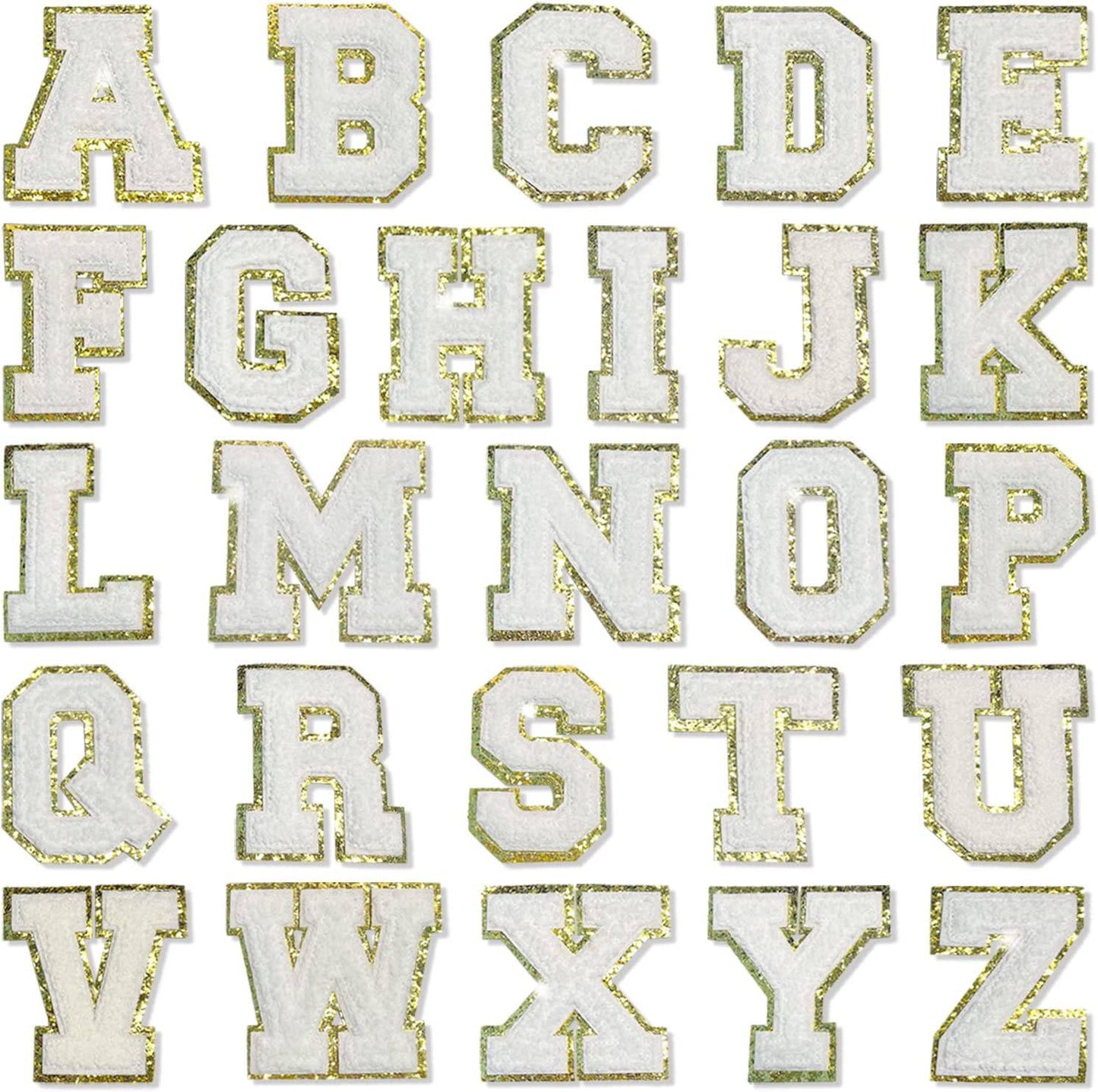 White Self Adhesive Chenille Letters Patches - Threaded Pear