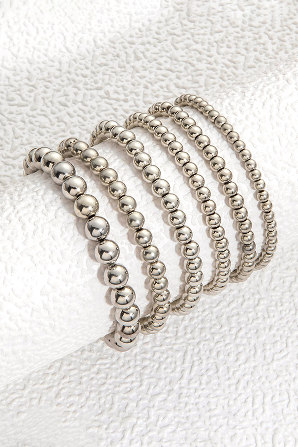 Silver Multi Layered Beaded Bracelet - Threaded Pear