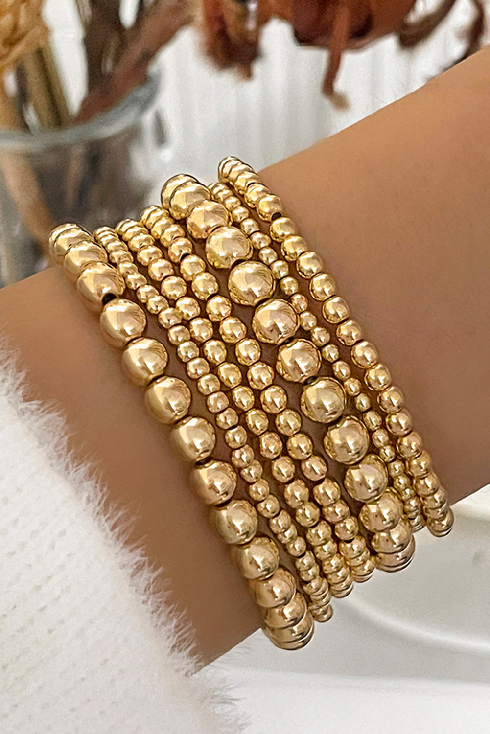 Multi Layered Beaded Bracelet - Threaded Pear