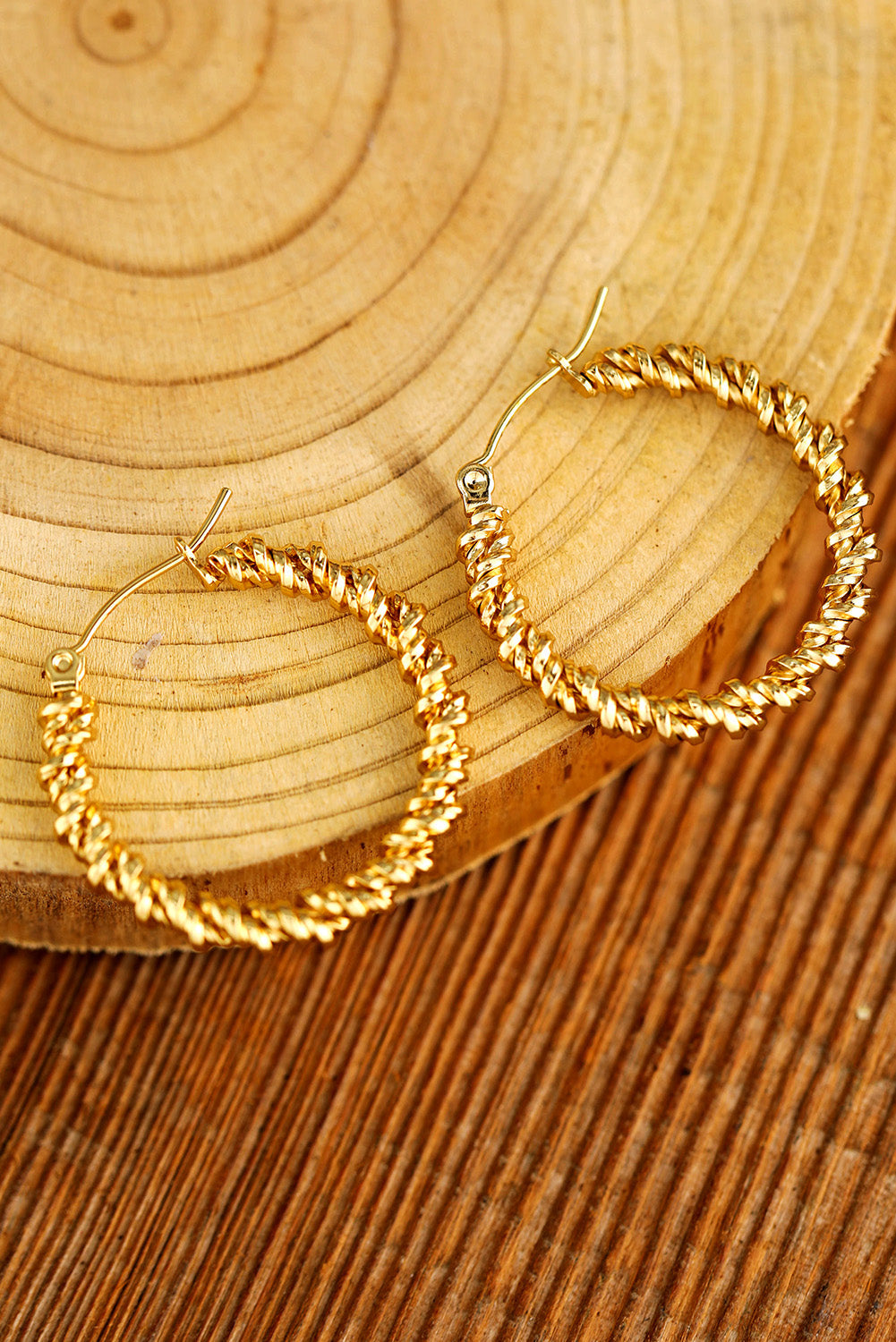 Gold Textured Hoop Earrings