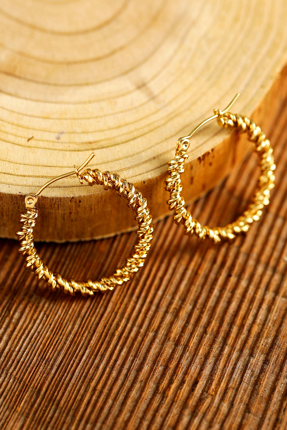 Gold Textured Hoop Earrings