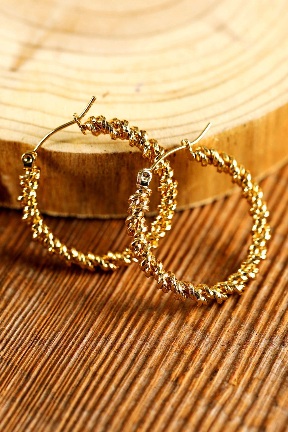 Gold Textured Hoop Earrings