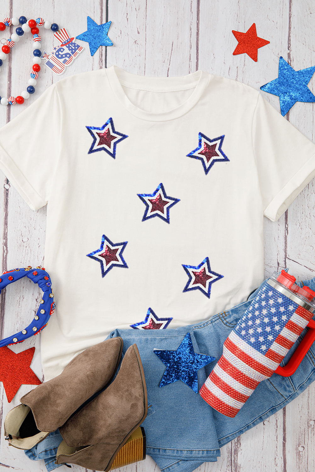 Sequin Star Tee - Threaded Pear
