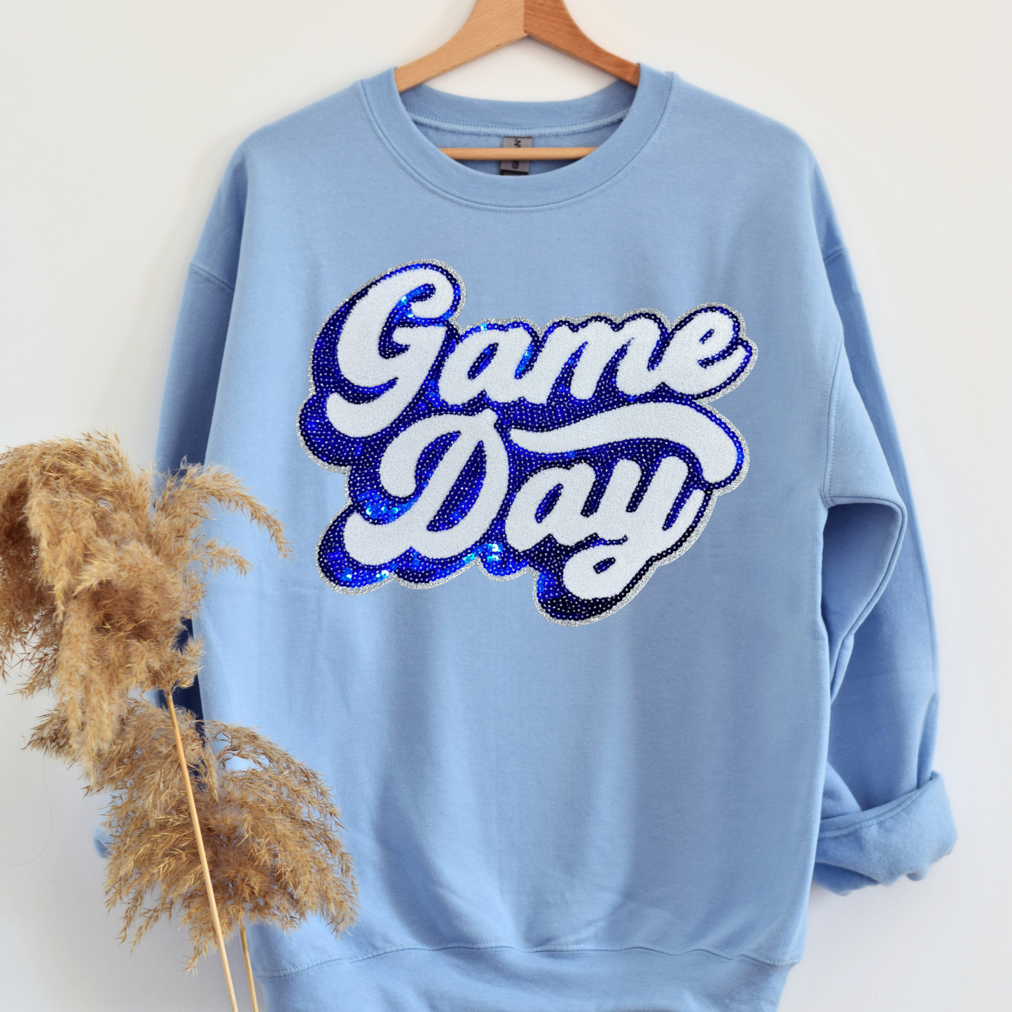 Royal Blue Sequin Game Day Patch Sweatshirt