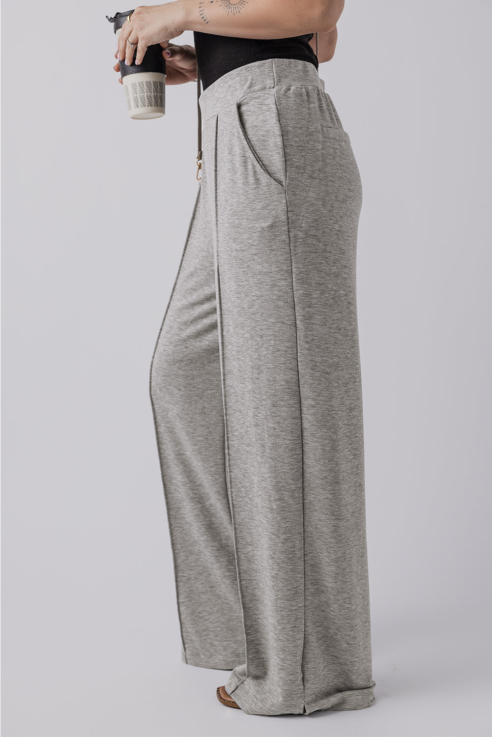Freya Central Seam Wide Leg High Waist Knit Pants