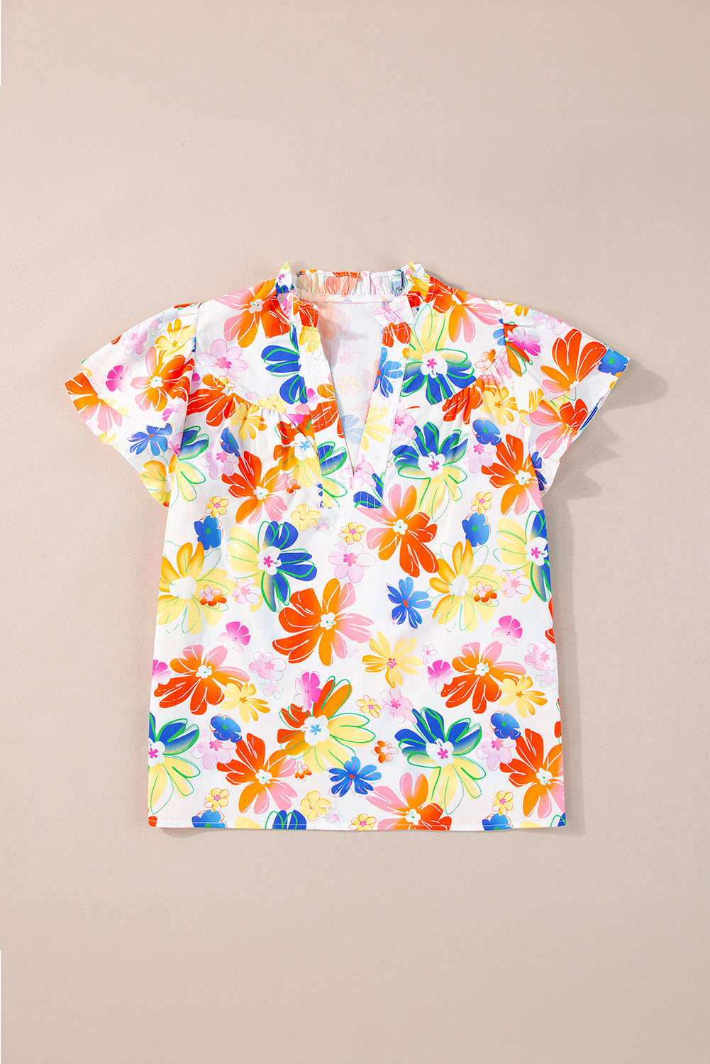 Chelsea Floral Bouquet Flutter Top - Threaded Pear