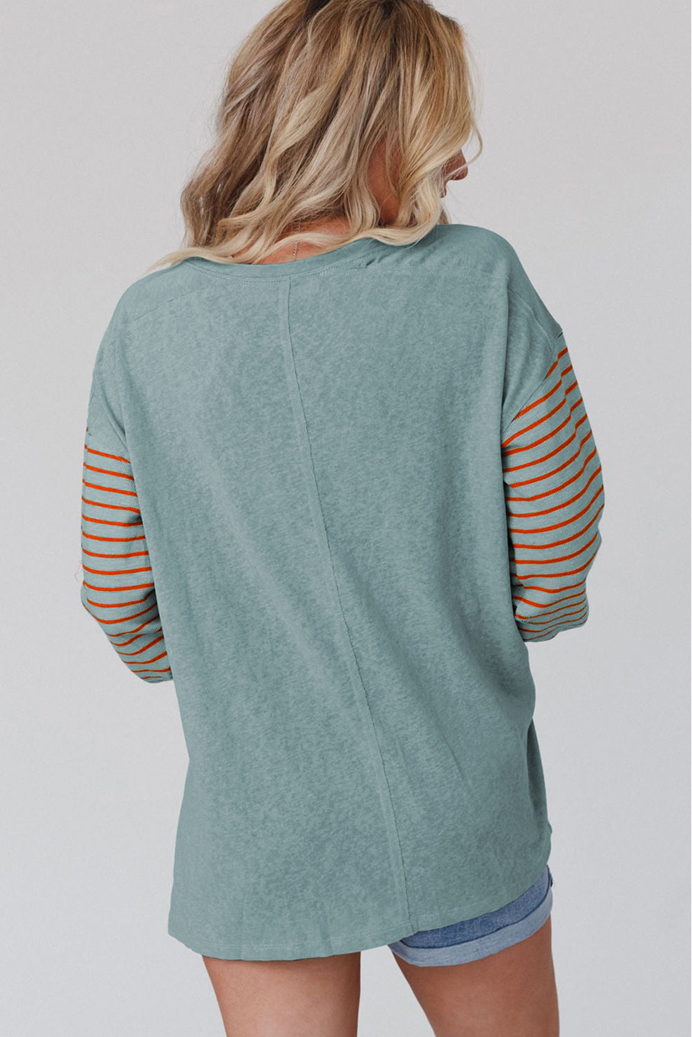Emma Striped Bishop Sleeve Top - Threaded Pear