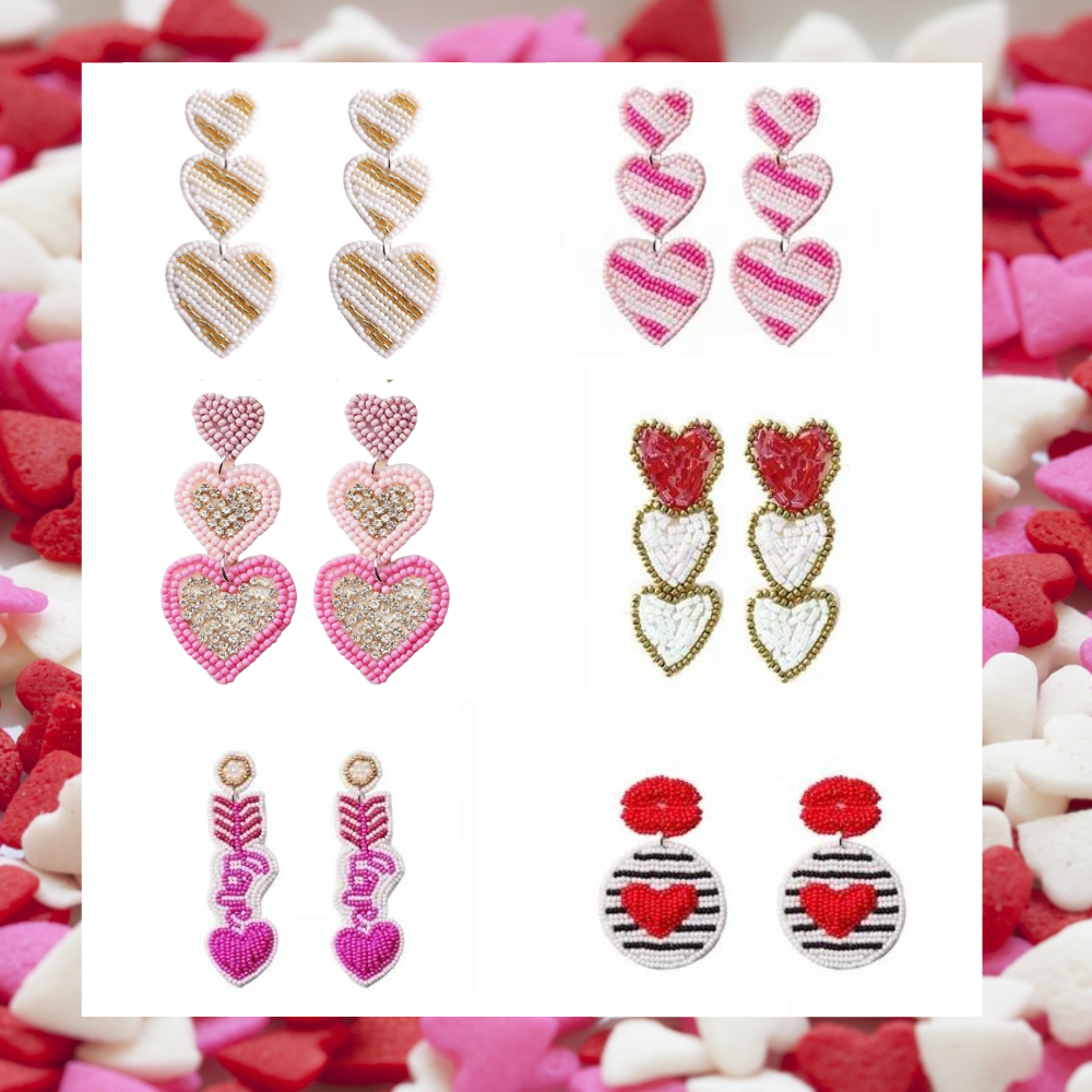 Beaded Valentine's Heart Earrings - The Gold Cactus