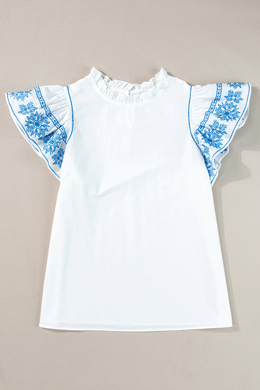 Vienna Embroidered Ruffled Sleeve Blouse - Threaded Pear