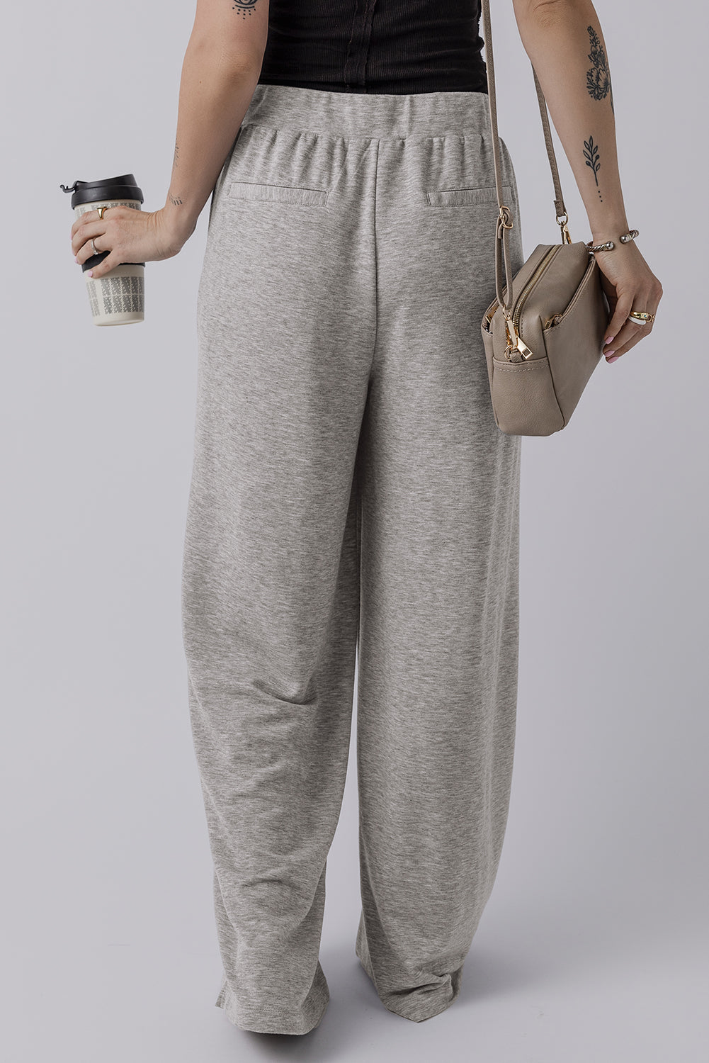 Freya Central Seam Wide Leg High Waist Knit Pants