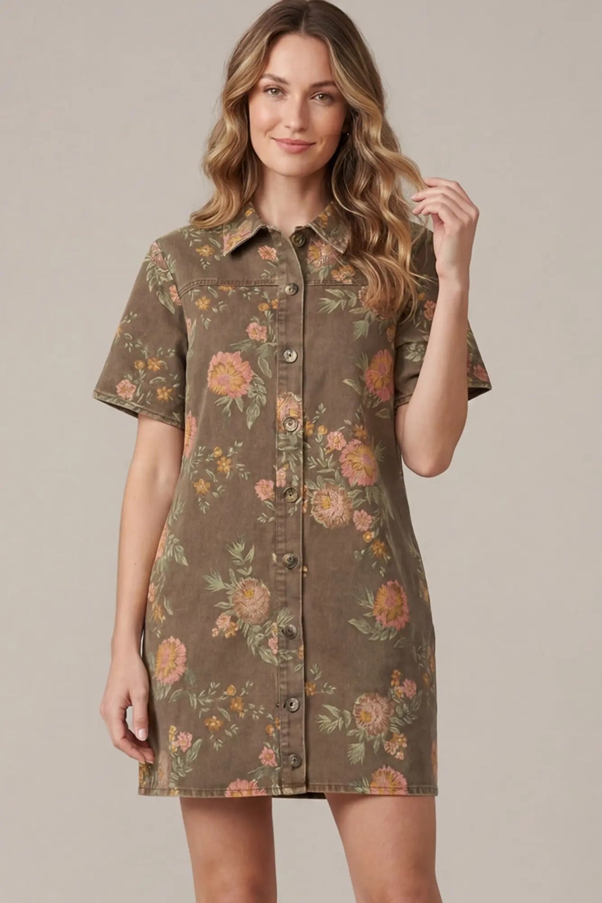 Meredith Floral Denim Dress
