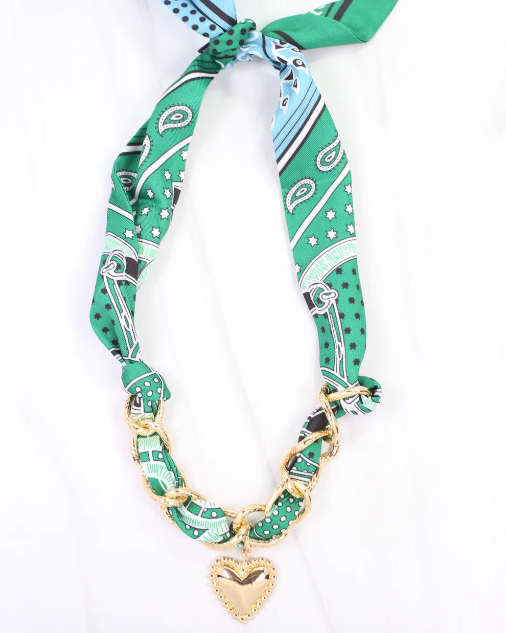 Scarf Necklace Green/Gold