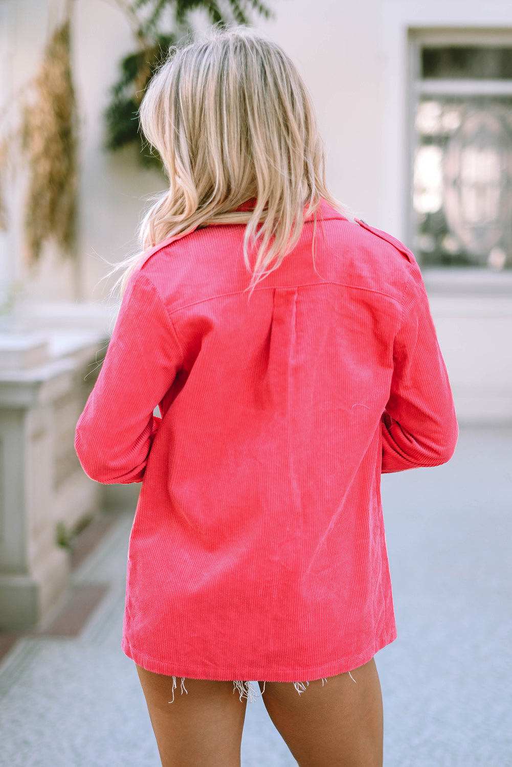 Claire Buttoned Flap Pocket Corduroy Jacket - Gold Cactus