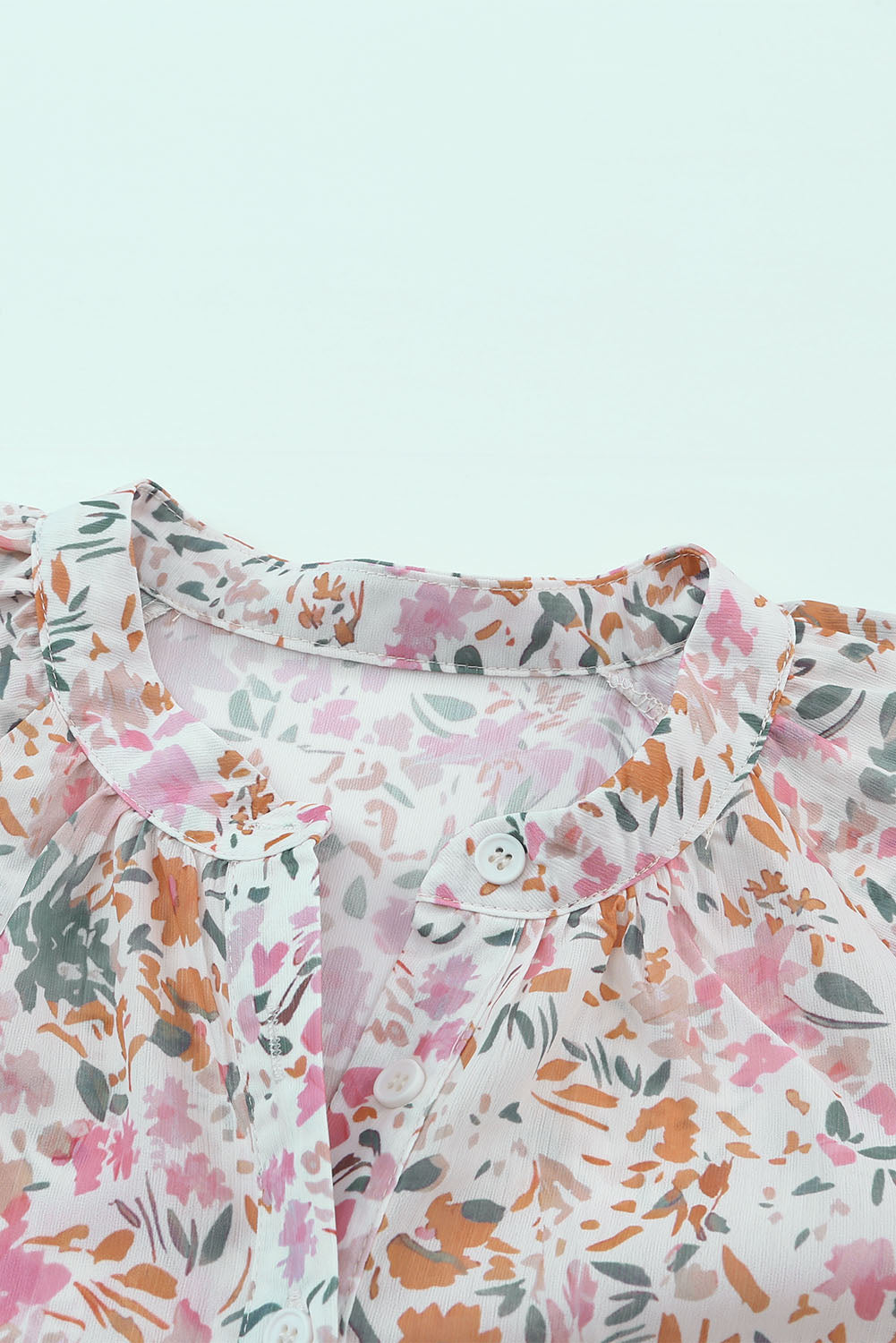 Lilian Floral Mandarin Collar Top - The Gold Cactus