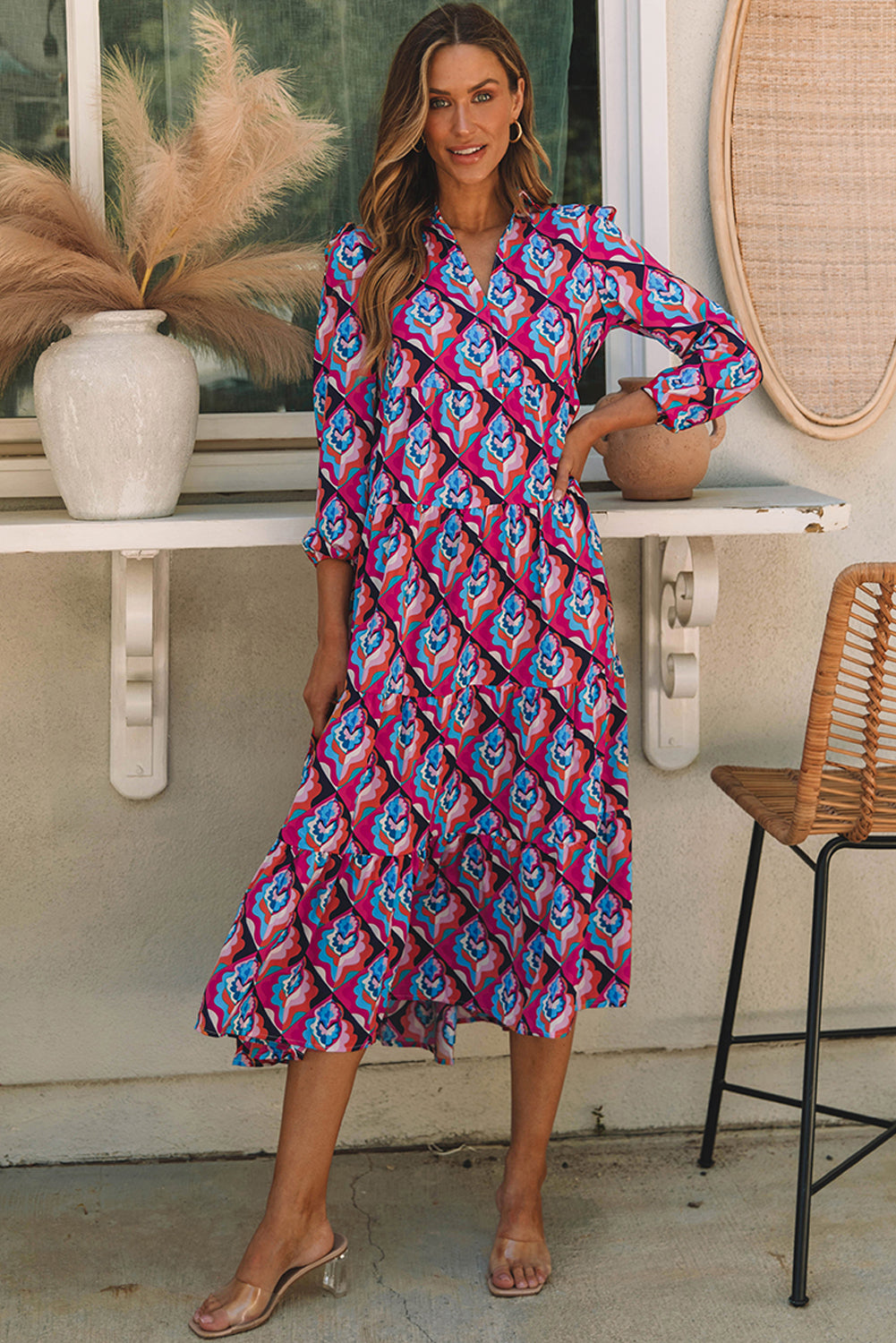 Lorelei Long Sleeve High Waist Dress - The Golden Cactus