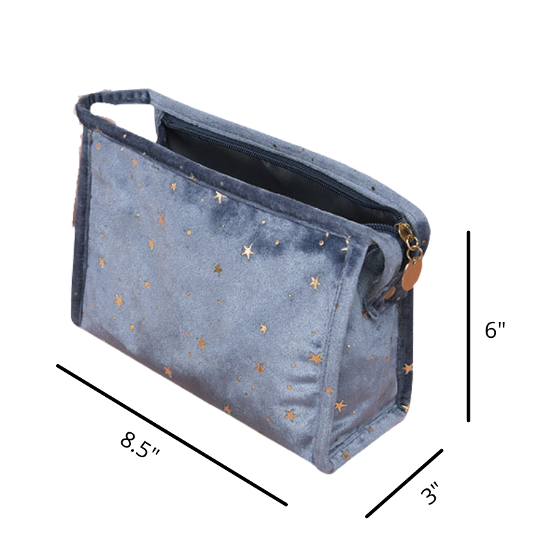 Velvet Gold Star Cosmetic Bag | 2 Colors - The Gold Cactus
