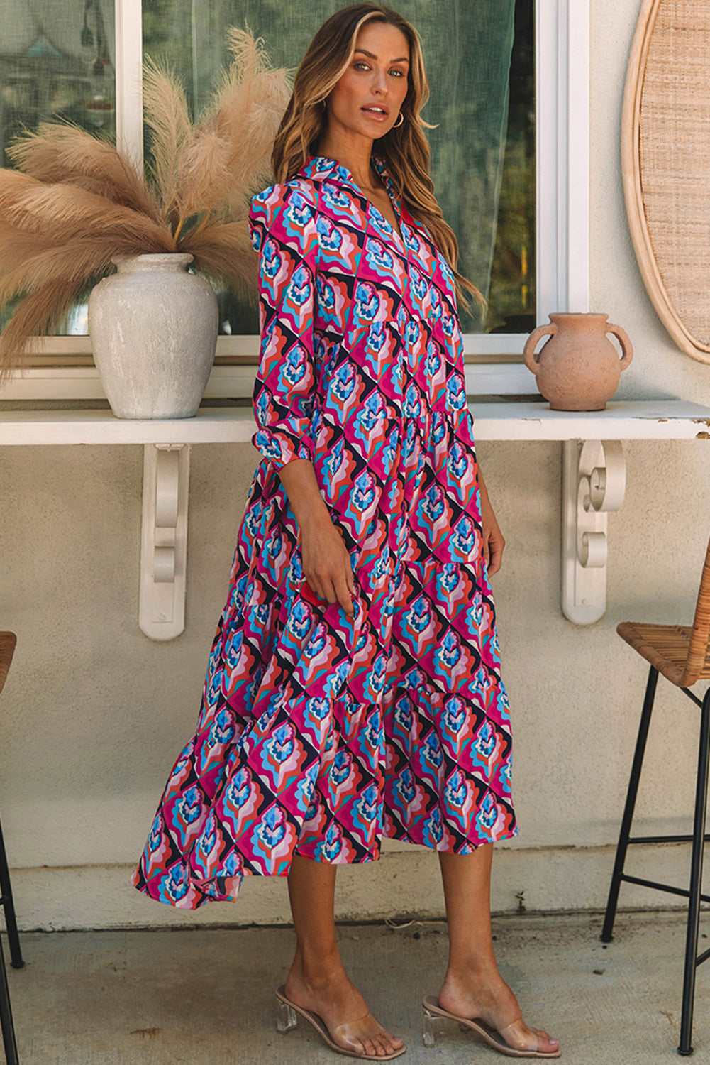 Lorelei Long Sleeve High Waist Dress - The Golden Cactus