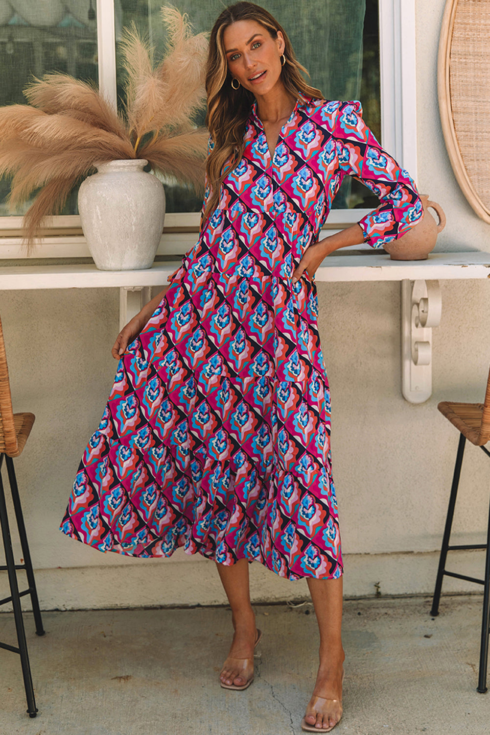 Lorelei Long Sleeve High Waist Dress - The Golden Cactus