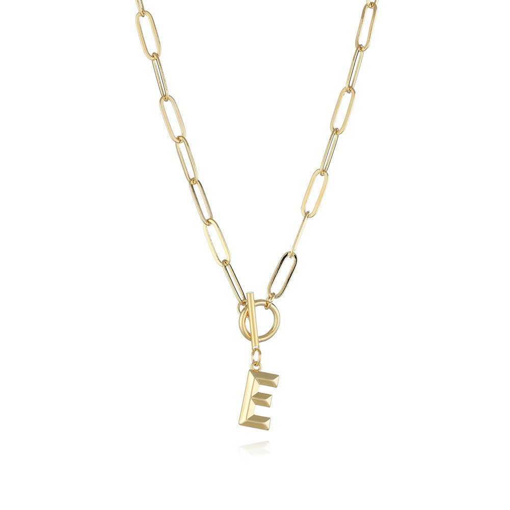 Monogram Pendant Paperclip Necklace - The Gold Cactus