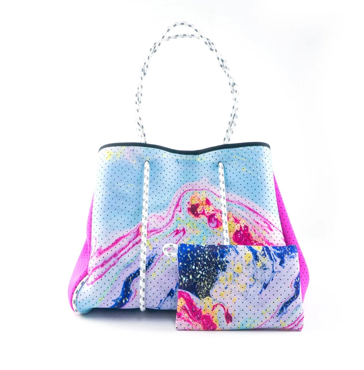 Maddox Hot Pink Marble Neoprene Tote - The Gold Cactus