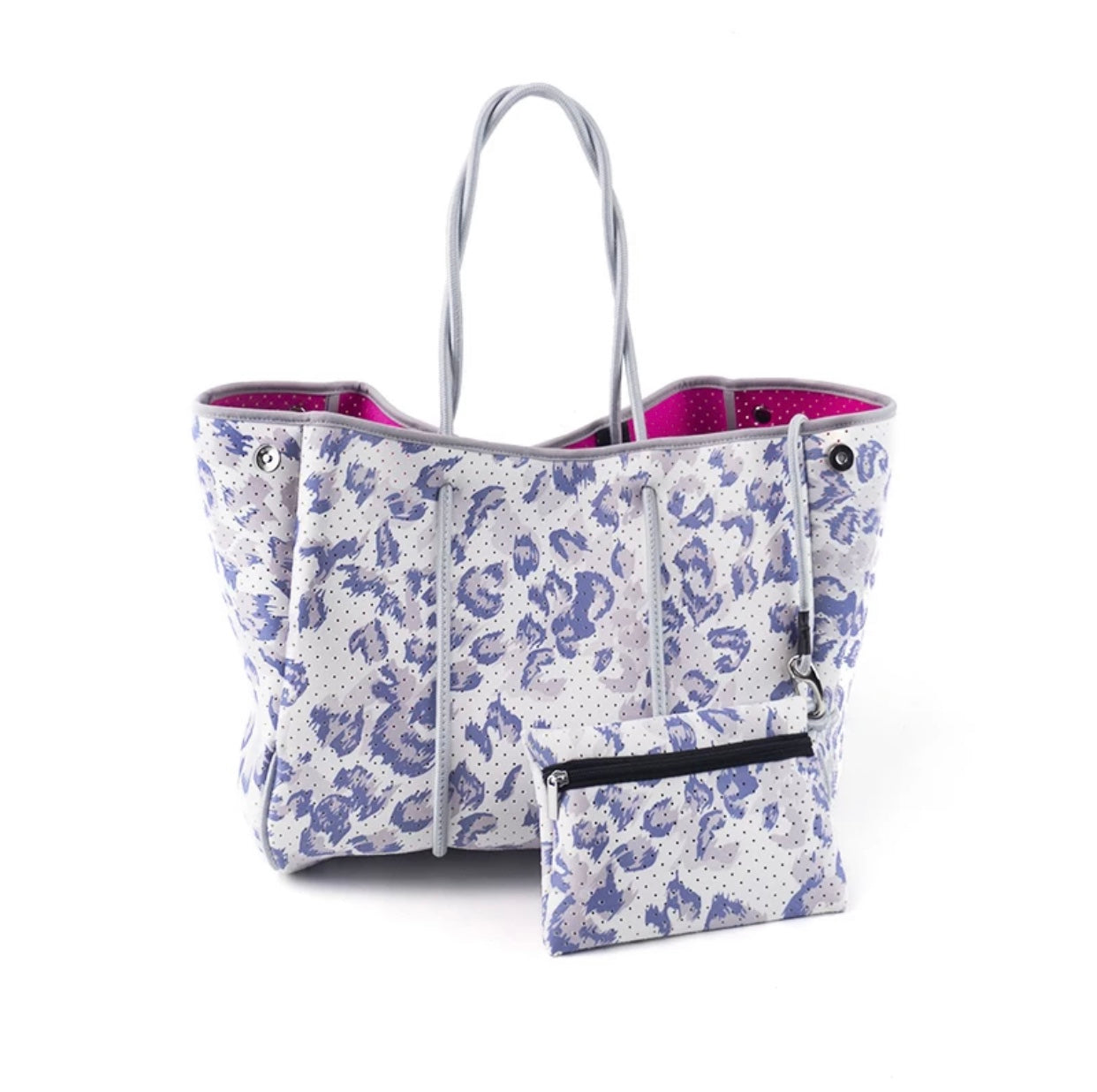 Large leopard Neoprene Tote Bag with pink