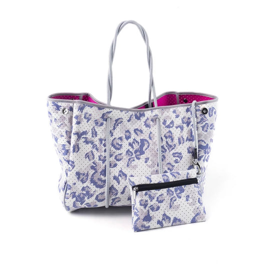 Large leopard  Neoprene Tote Bag with pink