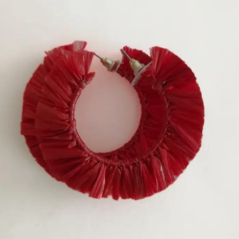 Raffia Circle Earrings | 6 Colors - The Gold Cactus