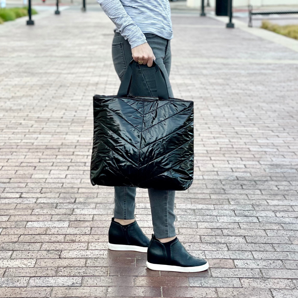 puffer bag puffy bag tote black bag
