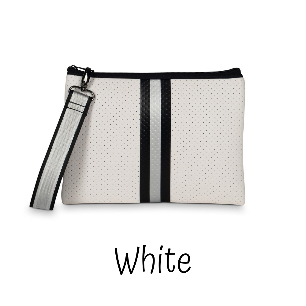 white neoprene clutch