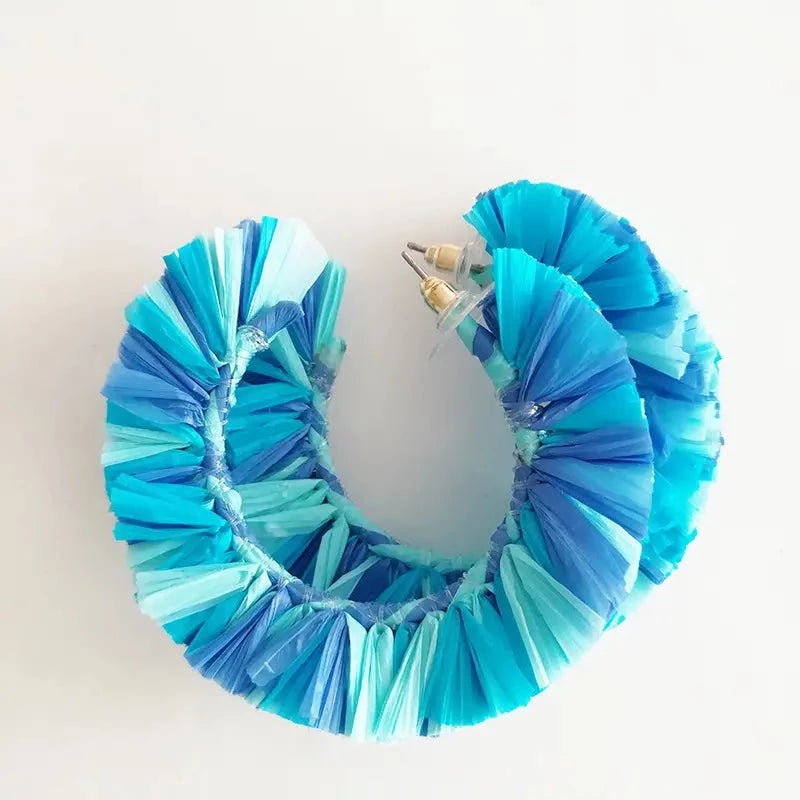 Raffia Circle Earrings | 6 Colors - The Gold Cactus