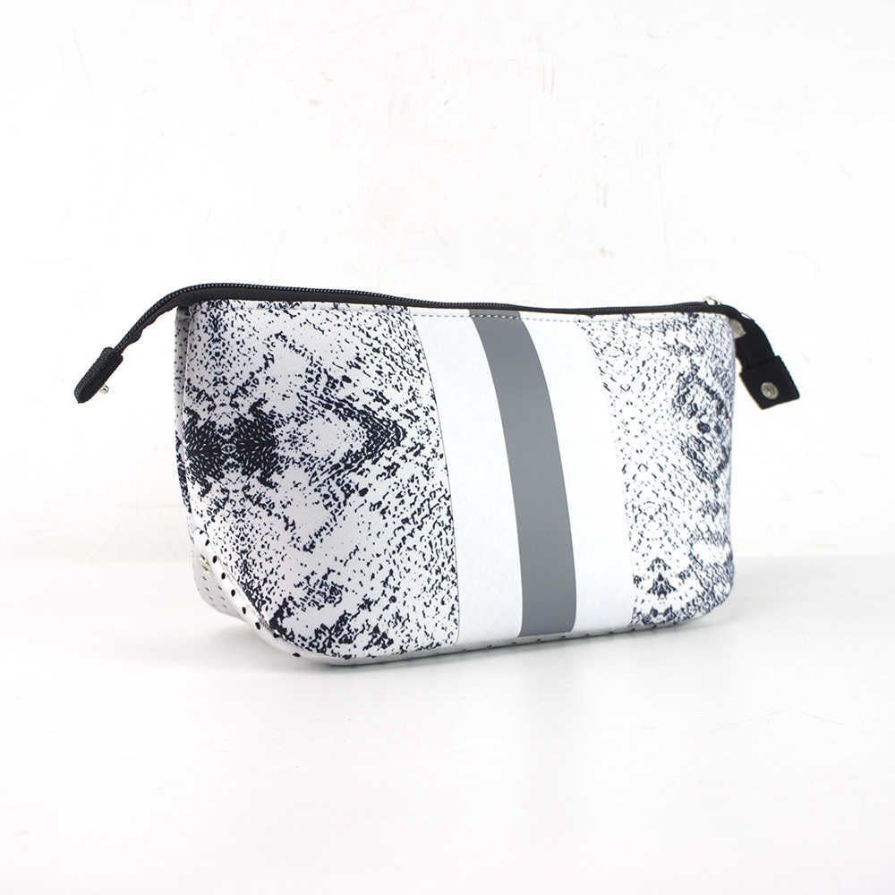 snakeskin neoprene cosmetic bag