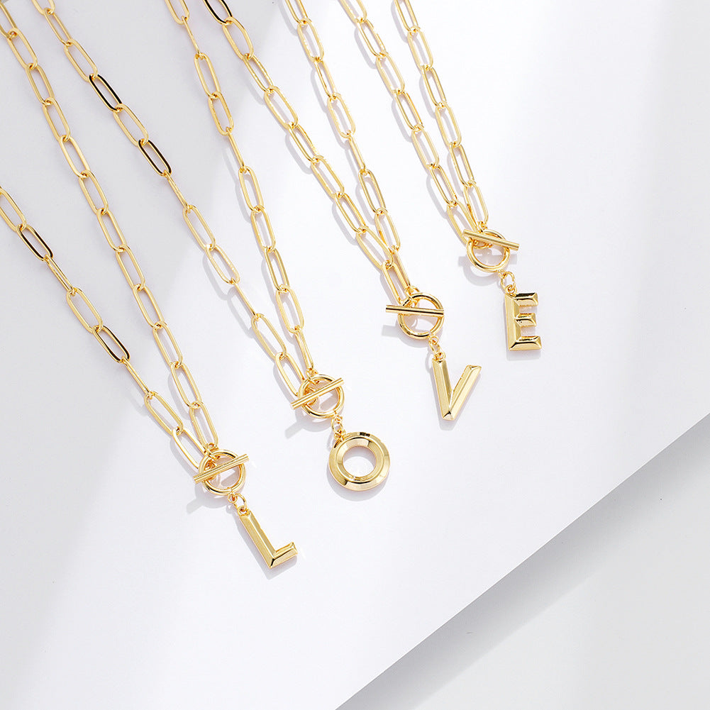 Monogram Pendant Paperclip Necklace - The Gold Cactus