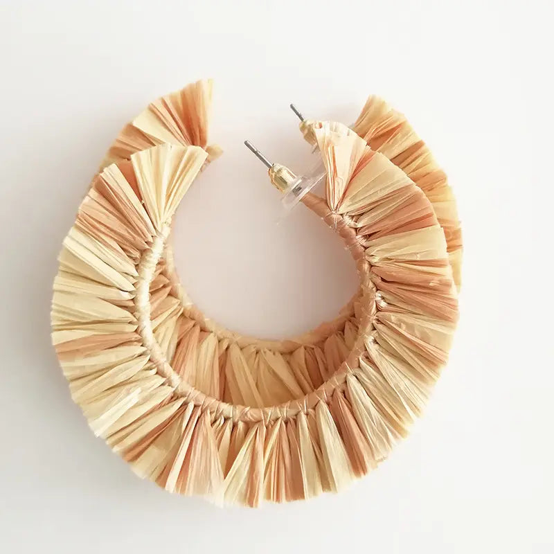 Raffia Circle Earrings | 6 Colors - The Gold Cactus