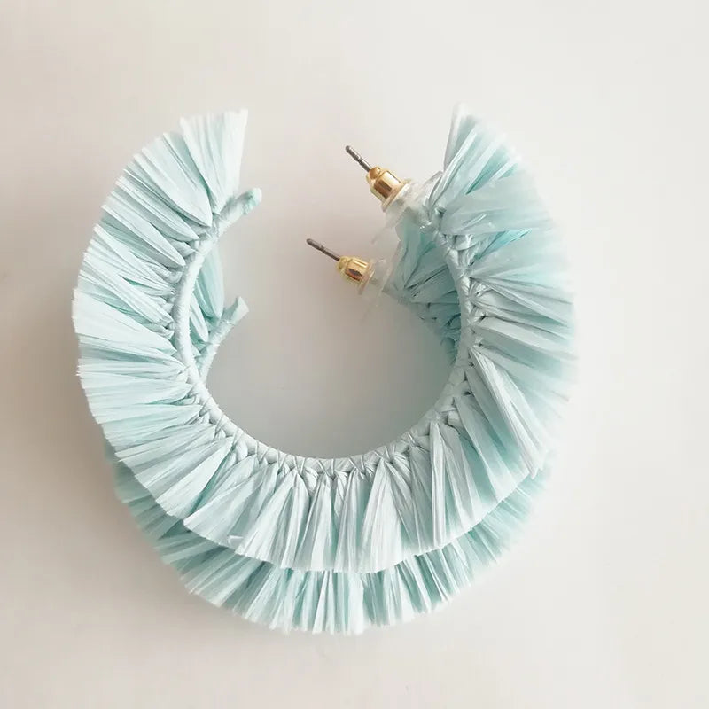 Raffia Circle Earrings | 6 Colors - The Gold Cactus