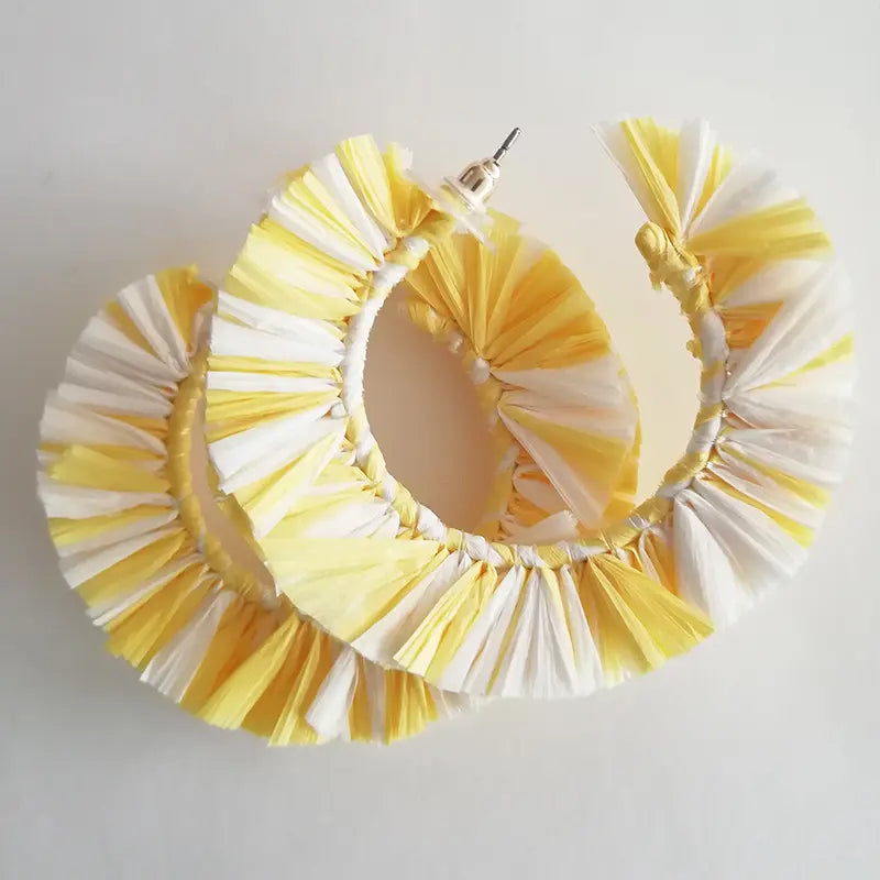 Raffia Circle Earrings | 6 Colors - The Gold Cactus