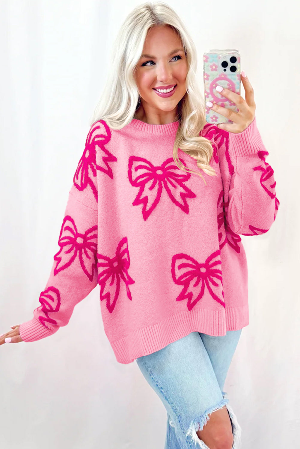 Lia Pink Bow Sweater