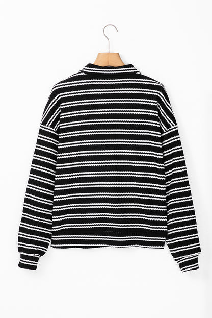 Oaklynn Black Striped Long Sleeve Top - The Gold Cactus