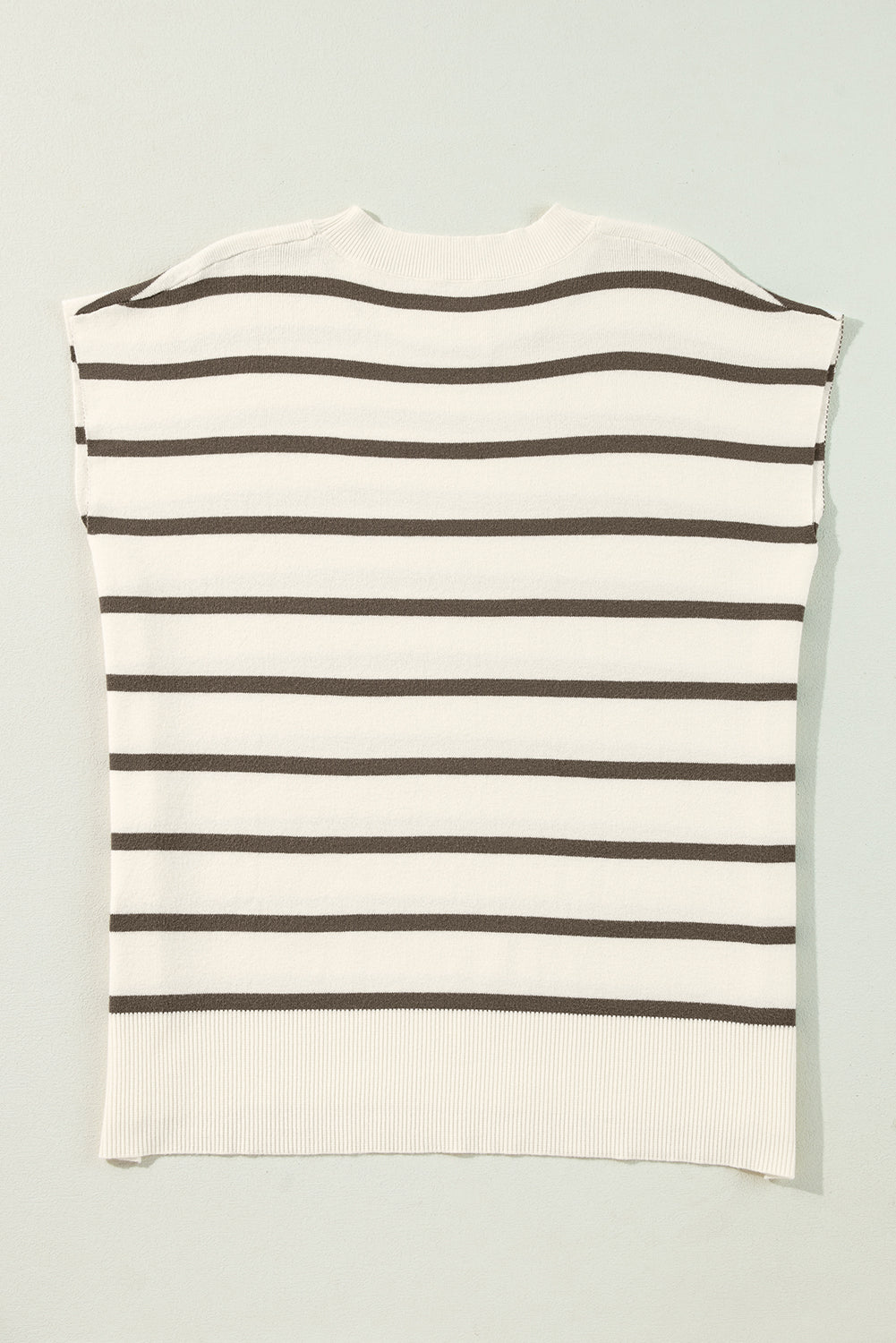 Yareli Stripe Side Slits Crewneck Sweater Top - Threaded Pear