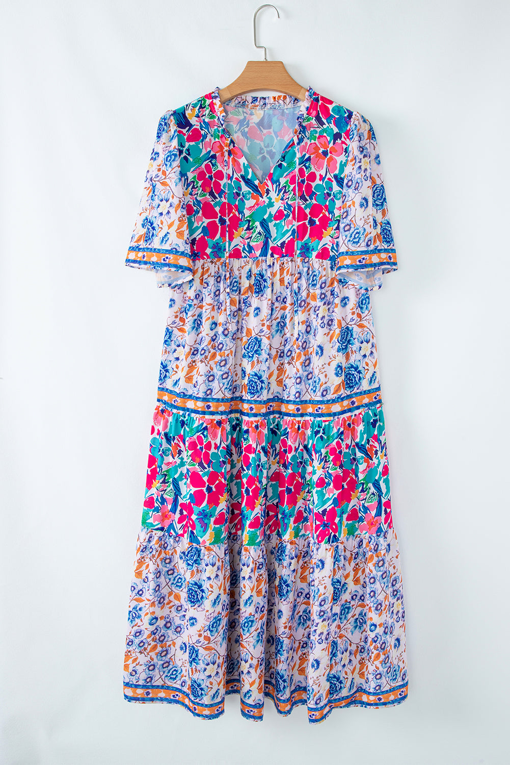 Siena Mixed Floral Short Sleeve Dress - Threaded Pear