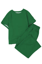 Load image into Gallery viewer, Black Textured Loose Fit T Shirt and Drawstring Pants Set - The Gold Cactus
