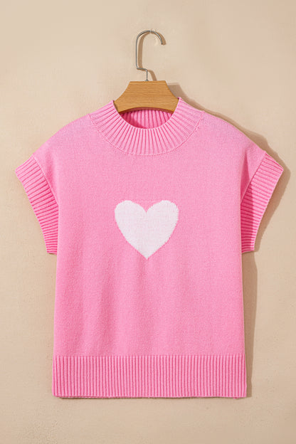 Amore Valentine Heart Short Sleeve Sweater - The Gold Cactus