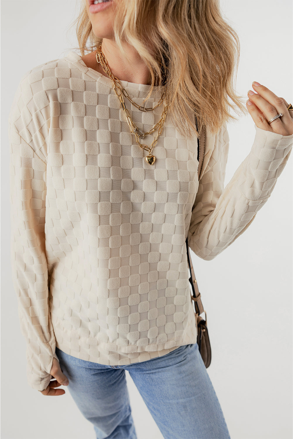 Tiffany Textured Thumbhole Sleeve Top